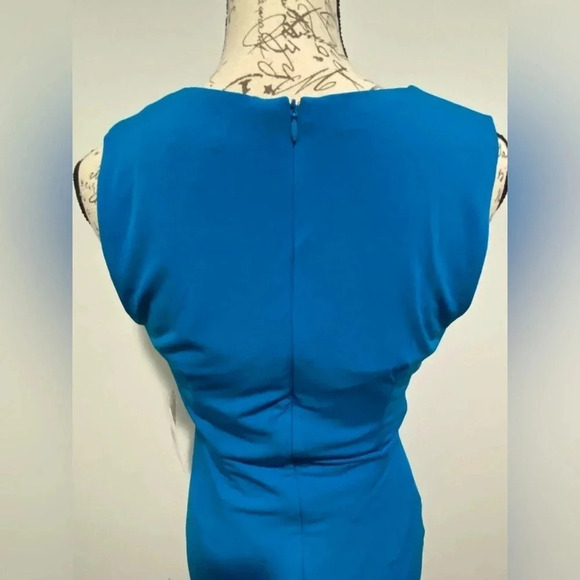 CHAPS Maxi full length slinky V-Neck dress. Size 4. Bright teal blue. NWT - Picture 5 of 11